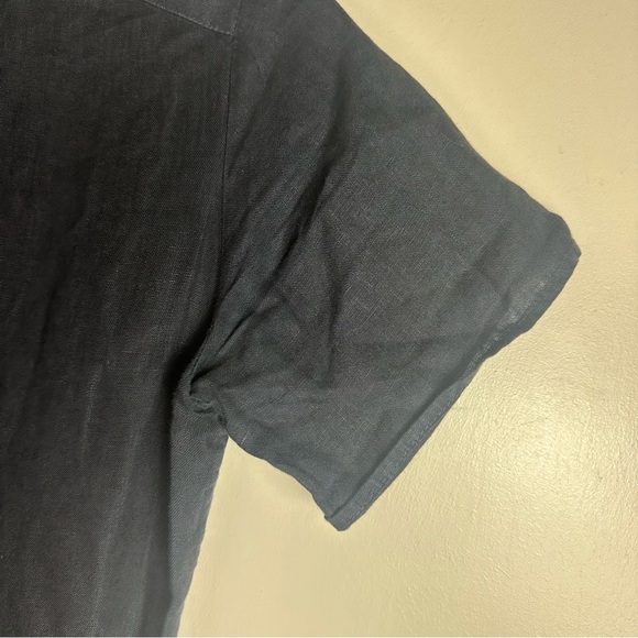 Standard James Sperse Navy Blue 100% Linen Button Front Tie Waist Shirt Dress XS - Picture 12 of 16